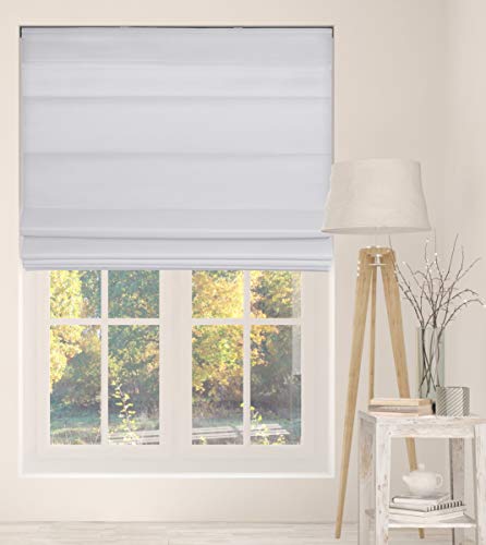 Arlo Blinds Cordless Fabric Roman Shades Light Filtering Window Blinds, Color: Cloud White, Size: 35" W X 48" H #TOP1