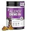 Dog Allergy Chews 200PCs - Dog Allergy and Itching Skin Relief Anti Itch Aller Immune Bites for Dogs Itching Licking Paws Treatment Relief Itchy Chew Probiotics Vitamins for Skin and Coat Allergies