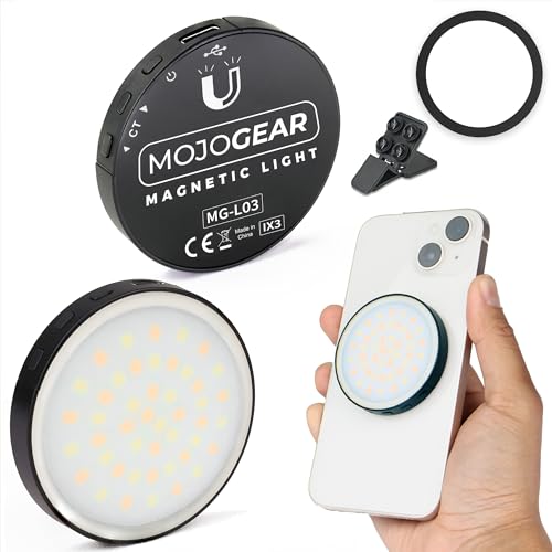 Mini luz de vídeo magnética MOJOGEAR para iluminar planos oscuros sin trípode