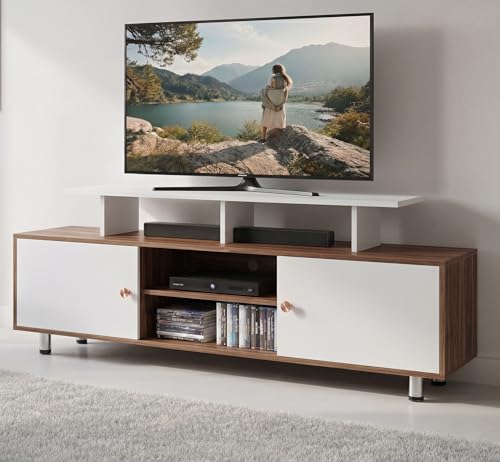 Alpine Willow 6 feet TV Stand Wooden (DIY Assembly) | TV Stand Table for 32–75 Inch TVs | TV Unit for Living Room | TV Entertainment Unit | TV Cabinet with Storage | TV Unit Stand -180×40×65 cm