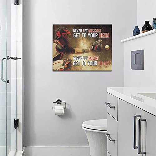 Inspirational Baseball Wall Art Sports Theme Motivational Quotes Pictures Wall Decor Canvas Prints Framed Modern Baseball Painting Artwork For Bedroom Bathroom Kitchen Dining Room Office 16"X12" #TOP5