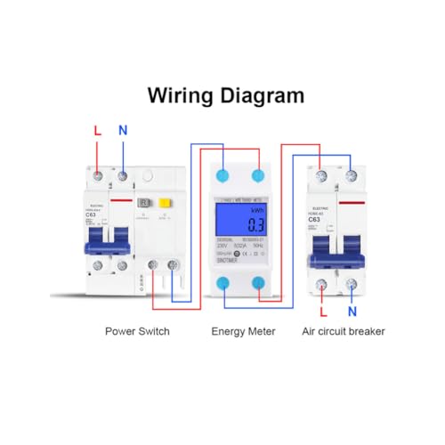 Image of AUNMAS Energy Monitor Kwh Meter, Accurate Measurement LCD Backlight Display Single Phase DIN Rail Mount 110-130V 5-32A Home Consumption Monitor