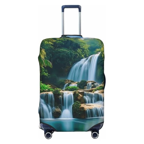 Waterfall Elastic Travel Luggage Cover, Washable Spandex Suitcase Protector, Anti-Scratch Fits 18-32 Inch
