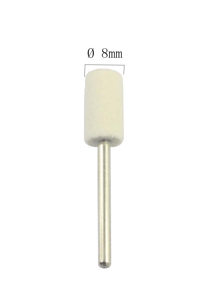 8mm Diameter Cylinder Shape Polishing Buffing Wheels Wool Felt Mounted Mandrel Grinding Bits Grinder Head Rotary Tool Accessories Drill Tools Attachment - 1/8 Inch Shank