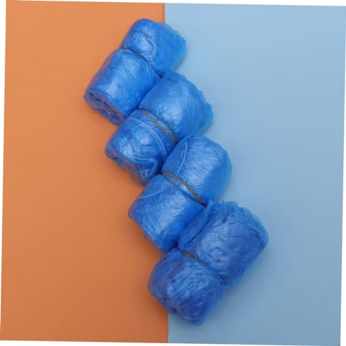 OUNONA - Fundas desechables para zapatos de polietileno, paquete de 100 unidades, talla única (mediana), color azul, para limpieza de alfombras miniatura 2