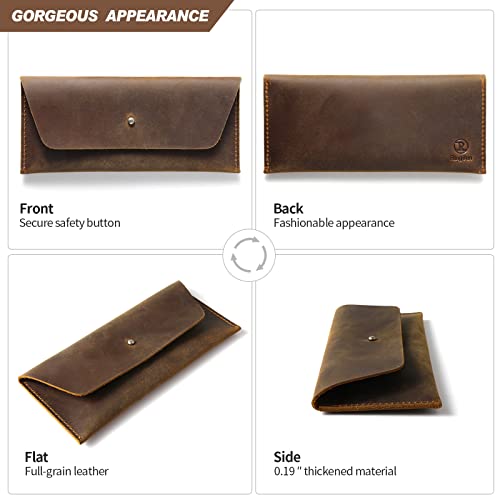 Ringsun Leather Money Cash Envelopes Wallet for Men, Money Bag Pouch Reusable Budget Envelope Wallet, Retro Clutch Wallet, Brown4