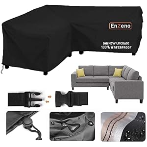Enzeno Tuinmeubelhoes, L-vorm, beschermhoes voor tuinmeubelen, waterdicht, winddicht, afdekzeil voor outdoor hoekbank…