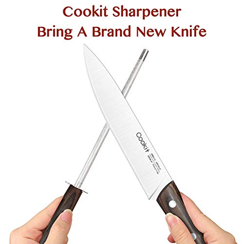 Knife Sets for Kitchen, 15 Piece Kitchen Knife Sets with Block, German Stainless Steel Knives Set, Wood Handle with Manual Sharpener, 6 Serrated Steak Knives