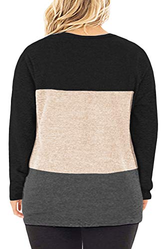 Image of DOLNINE Womens Plus Size Knotted Tops Long Sleeve Tee Shirts Loose Casual Blouse