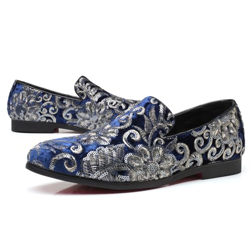 Men's Glitter Oxford Shoes Fashion Sequins Embroidered Slip-On Prom Loafers Shoes Wedding Business Party Dress Shoes2