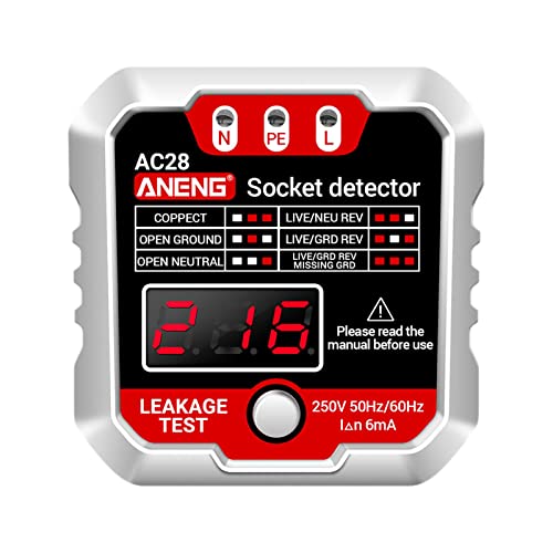 predolo コンセントテスター ソケットテスターファインダー プラグブレーカーファインダーチェッカー フォルトチェッカー 検電器メーター デジタル配線自動電圧テスト, 白い