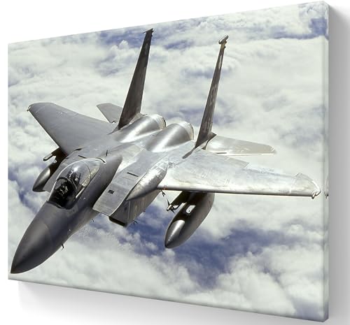 Danhonart F-15 Fighter Jet Poster Canvas Prints Airplane Wall Decor for Air Force Pictures Aviation Art Military Aircraft Framed - 24x36 Inches