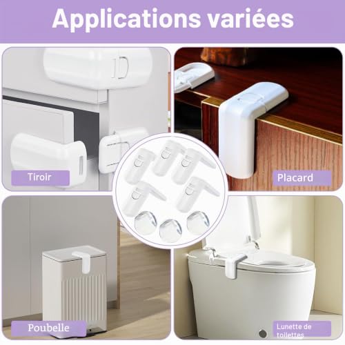 WZYTEU Lot de 24 protections de tiroir et coins pour bébé – vue 5