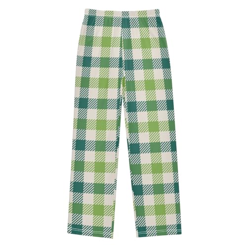 Boys' Pants St Patricks Day Plaid Dark Green Long Bottoms Jogger Pants Elastic Waist Trousers with Pockets S-XL