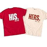 Personalized his and Hers Couple Shirts Valentines Matching tees Custom Since Year Outfit Boyfriend Girlfriend Husband Wife Multicolor
