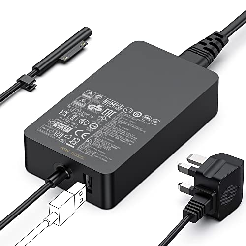 Surface Charger, 65W Surface Pro Charger for Surface Pro 3/4/5/6/7/7+/8/9, Surface Laptop 1/2/3/4/5/6, Surface Go 1/2/3/4, Surface LaptopGo 1/2/3, Surface Book 1/2/3, Surface Laptop Studio