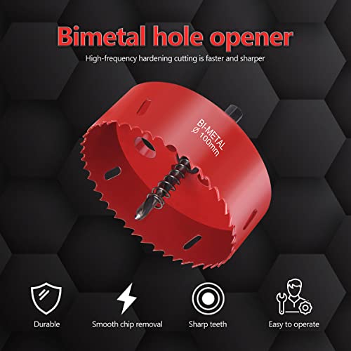 flintronic Bi-Metal Hole Saw, 100mm Hole Saw Cutter for Drilling Soft Metal, Wood, PVC Board and Plastic for Cutting Circular Holes - Image 4