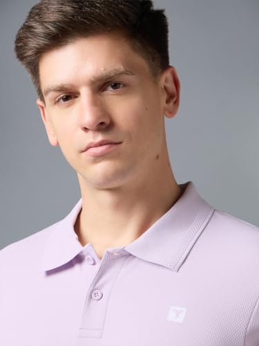 Image of TECHNOSPORT Men's Regular Fit Half Sleeve Polo T-Shirt with Collar, ELASTO Plus Quick Dry Moisture Wicking Polo Tee for Gym Sports Golf and Casual Wear