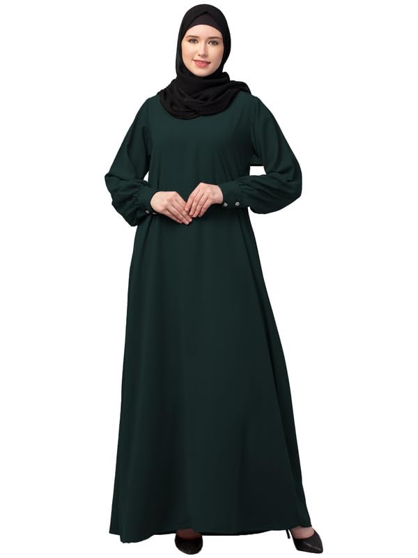 Muslim Closet® Women's Inner Abaya Dress With Cuff Sleeves And Side Pocket Made in Nida Matte Fabric