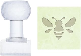 PandaHall Handmade Soap Stamp, Bees Stamping Imprint 1.3 Inch Square Natural Insects Stamp with Handle for DIY Craft Making