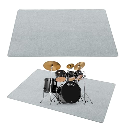 BALAPET Drum Rug,4 x 6Ft Drum Mat Drum Carpet with Non-Slip on Both Sides Soundproof Drum Floor Mat for Electrical Drum Drum Accessories Gift for Drummers(Gray)