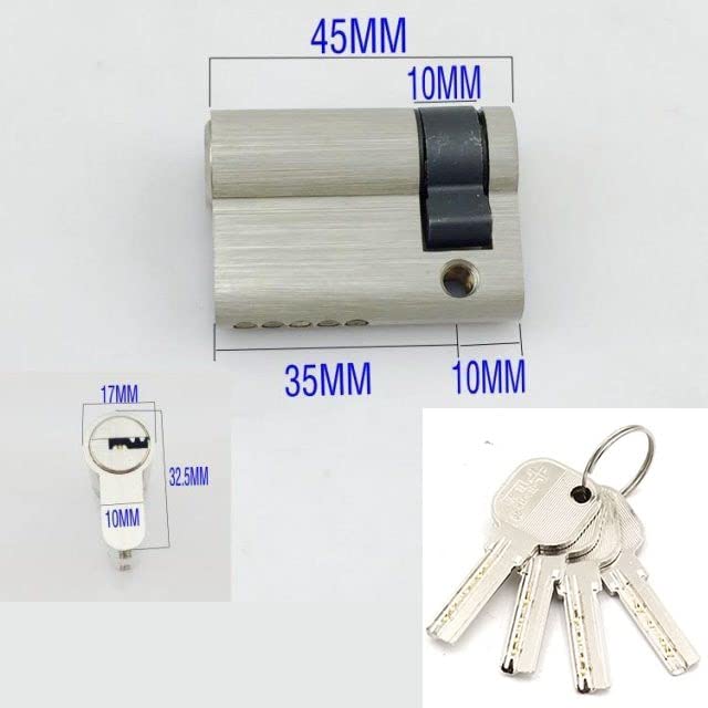 Door Lock Cylinder,Door Lock with Key,1 Pcs Invisible Door Lock Half Eccentric Lock Cylinder,with Knob,45mmx32MM(Color:with Key) (Color:with (Size : with Knob)