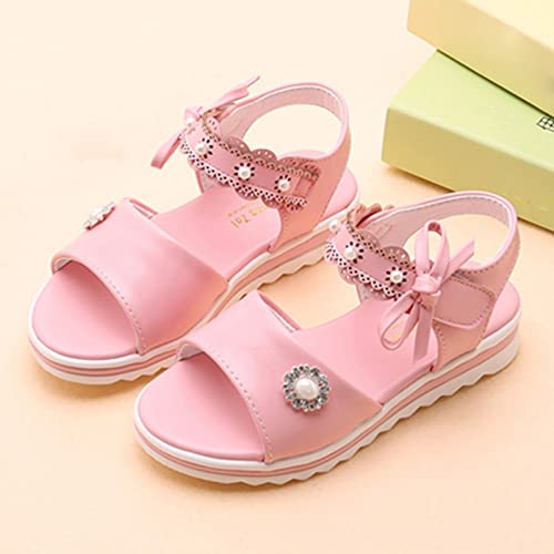 Children Shoes Fashion Flower Thick Sole Sandals Soft Sole Comfortable Princess Sandals Girls Easter Sandals (Pink, 9-9.5 Years Big Kids)4