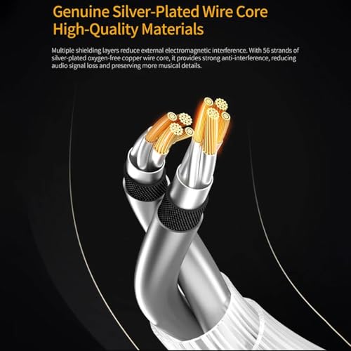 Image of KZ Type-C Upgrade Cable for IEM, In Ear Monitor, 4 Core Oxygen Free Silver-Plated Cable with Built-In DAC Chip in Type-C Nickle Plated Plug & 0.75 2Pin Connector