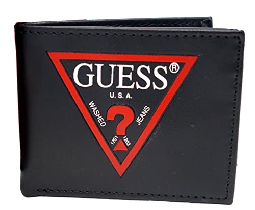 GUESS Men's Black Leather Bifold RFID Protection Wallet With Gift Box Wallet With Gift Box
