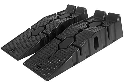 5 Ton Plastic Car Ramp, Heavy Duty Anti-slip Widen Car Ramps Vehicle Ramp Garage Lifting Tools, Set of 2 for Workshop Auto Service and Repair
