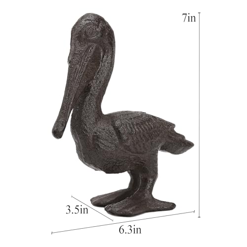 Estatua de Pelícano de Hierro Fundido Decorativa 6.3x3.5x7 pulg miniatura 2