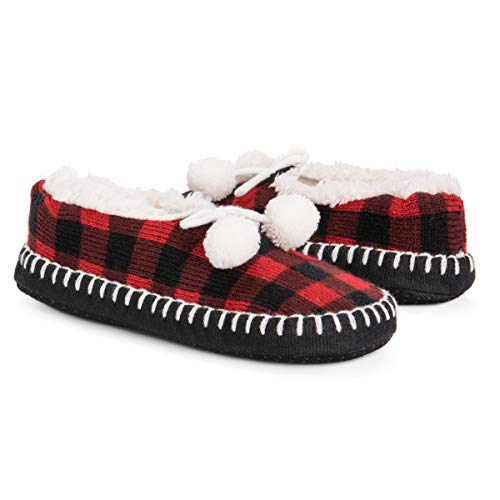 MUK LUKS Women's Pom Ballerina Slippers Sock3