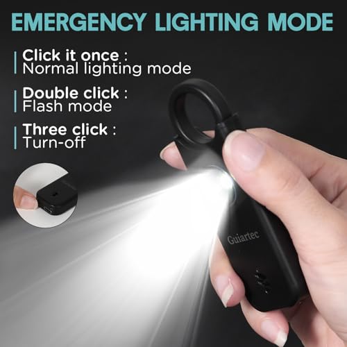 Rechargeable Personal Safety Alarm for Women, 135 dB Loud Self Defense Keychain Siren with LED Strobe Light, Personal Emergency Security Safe Devices Key Chain Alarms for Women Kids Elderly (Black) - Thumbnail 4