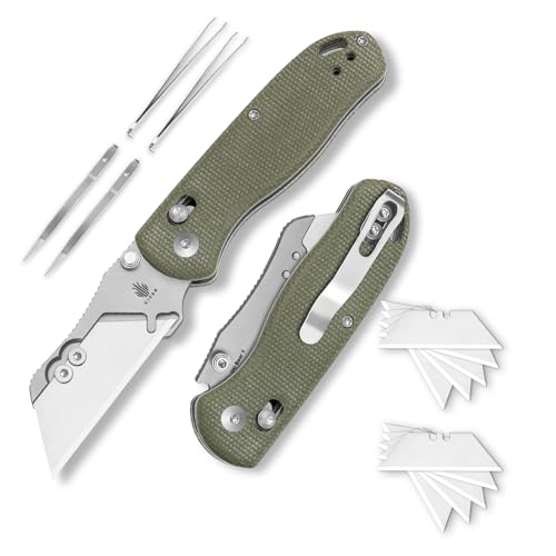 Kizer Drop Bear(Dual-screw Version) Folding Utility Knife, Clutch Lock Box Cutter EDC Pocket knife with 10PCS Razor Blades, Pocket Knives with Pocket Clip for Men Women V3619JM1