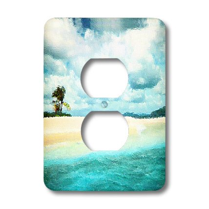 Petite île de sable décorative pour cache-prise double 3dRose Sandy Spit Jost Van Dyke - 3