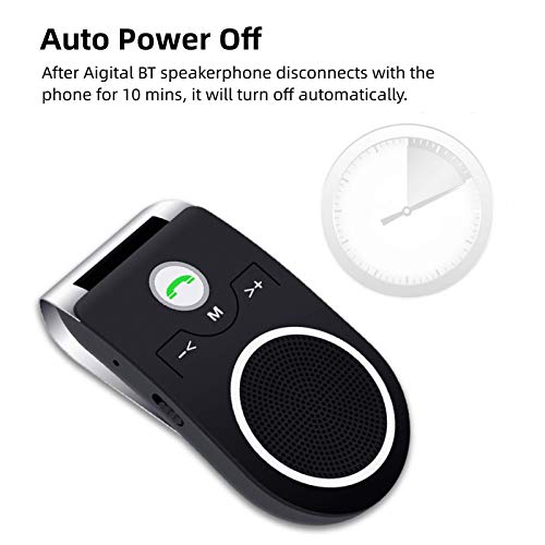 Aigital Bluetooth 5.0 Car Speaker Wireless in-Car Speakerphone Visor-Clip Bluetooth Handsfree Adapter, Upgraded Speaker System for HiFi Music and Clear Hands Free Calls, Designed for Safe Driving - Thumbnail 5