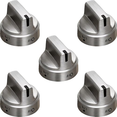 Stainless Steel WB03X24818 Gas Stove Knob for GE Gas Range Compatible with JGB64 JGB66 JGB70 JGB72 JGB73 JGB86 JGBS6 JGBS8 GE Adora Series Replaces PS11729081-5 Packs (1 Year Warranty)