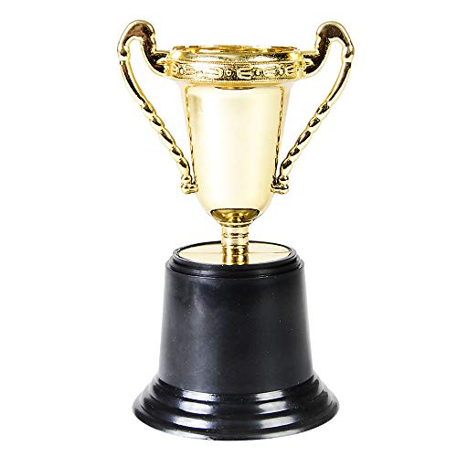 Gold Award Trophy Cups - Pack Of 12 Bulk - 5 Inch Plastic Gold Trophies For Party Favors, Props, Rewards, Winning Prizes, Competitions For Kids And Adults By Bedwina #TOP2