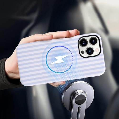 NITITOP Compatible with iPhone 12 Pro Max Case Cute Matte Magnetic Compatible with MagSafe Vertical Striped for Woman Girl Man Boy Hybrid 2 Layers Back Shockproof Protective Cover - Light Blue by NITITOP - Used condition - Image 4