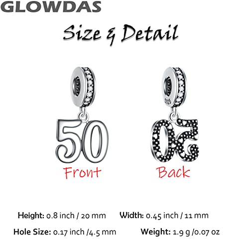 50 Birthday Dangle Charms Fits Pandora Mothers Day Bracelet, 925 Sterling Silver 50Th Anniversary Pendant Beads With Birthstone Cz, Number 50 Years Bday Gift For Grandma/Father/Mom #TOP2