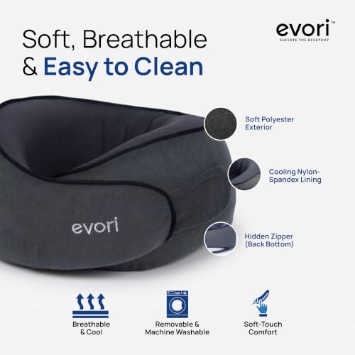 Evori Oreiller cervical de voyage en mousse à mémoire de forme, support à 360° pour avion et voiture – Image 6