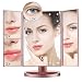 Lighted Makeup Mirror with 10X/3X/2X/1X Magnification, Trifold Vanity Mirror with 22 LED Lights, 180° Free Rotation & Touch Screen Control, Dual Power Supply Travel Countertop Cosmetic Mirror