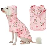 Blueberry Pet Floral Dog Hoodie, Rose Print Pullover Sweatshirt for Small Dogs, 10' Back Length, Lightweight Spring Outfit in Baby Pink