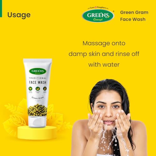 Image of Green's Concept Traditional Green Gram Exfoliating Face Wash, 120ml | Natural Moong Dal Face Wash for Brightening & Tan Removal | Herbal Cleanser for Dead Skin & Blackheads