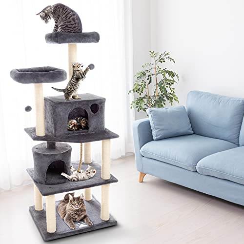 Árbol rascador para gatos de 5 niveles PETMAKER gris miniatura 4