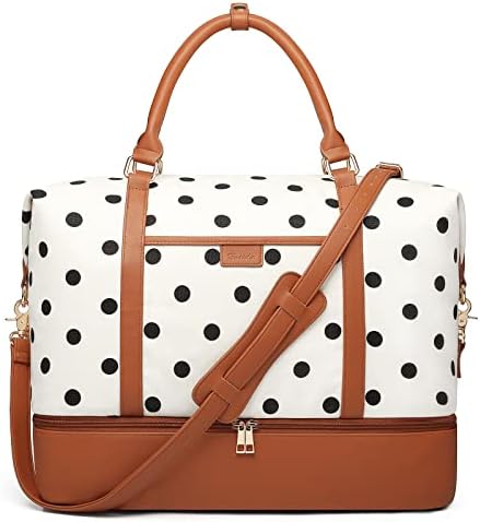 Weekender Bags for Women Canvas Overnight Bags Black Dots Travel Duffle Bag with Shoes Compartment 1 Weekender Bags for Women Canvas Overnight Bags Black Dots Travel Duffle Bag with Shoes Compartment