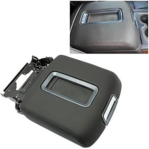 ECOTRIC Center Console Armrest Lid Compatible with 2014-2018 Chevrolet Silverado/GMC Sierra, 2015-2020 Tahoe Yukon Suburban Replace for 0227083AA L0227083AA w/Steel Bracket Black Artificial Leather Cover