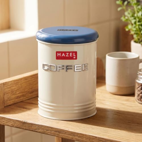 Image of HAZEL Coffee Storage Container with Lid | Metal Coffee Airtight Jar for Kitchen
