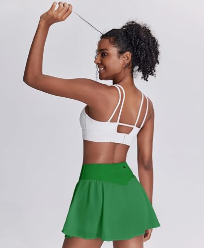 Image of PINSPARK Womens Tennis Skirt Pleated High Waisted Golf Skort with 3 Pockets | Double Ruffle, Soft, Lightweight, Quick Dry, Tummy Control Athletic Skirts, Workout Skorts, for Pickleball, Running, Casual