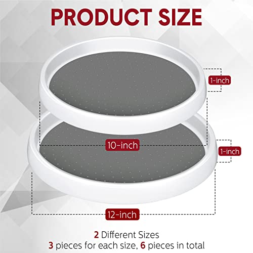 Mimorou 6 Pcs Lazy Susan Turntable For Organizer Cabinet 10 Inch 12 Rotating Spice Rack Round Display Stand Kitchen Refrigerator Pantry Countertop Under Sink Organizing, White, Gray #TOP1